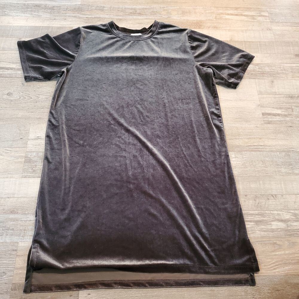 Mud pie large gray velvet dress